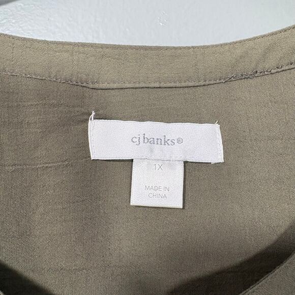 CJ Banks Gray Boho Embroidered Peasant Blouse - Size 1X - Women's Plus Size Top - Picture 6 of 8